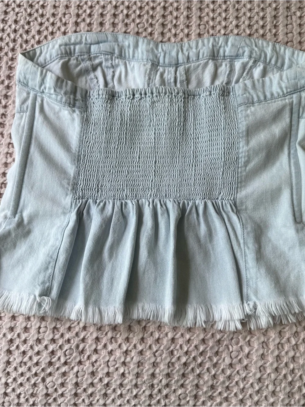 Free People Better Day Cropped Tube Top Small Light Denim Pre-owned